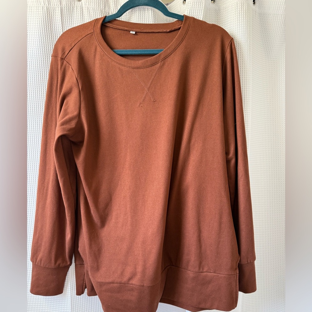 Brown Long Sleeve Lightweight Sweatshirt